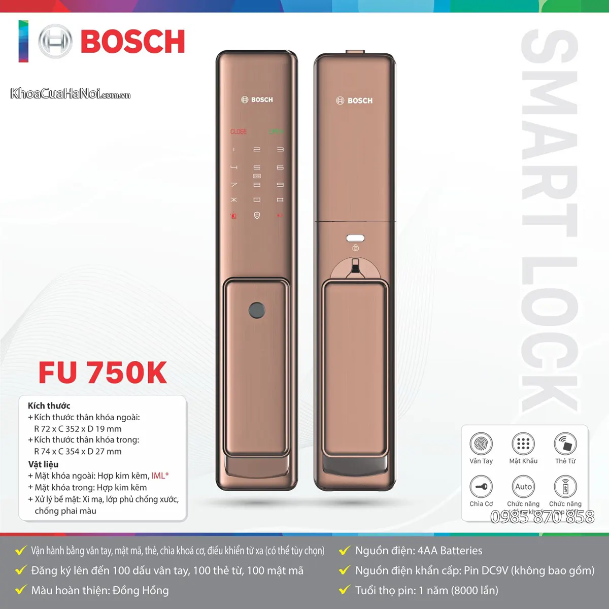 Khóa cửa vân tay FU750K