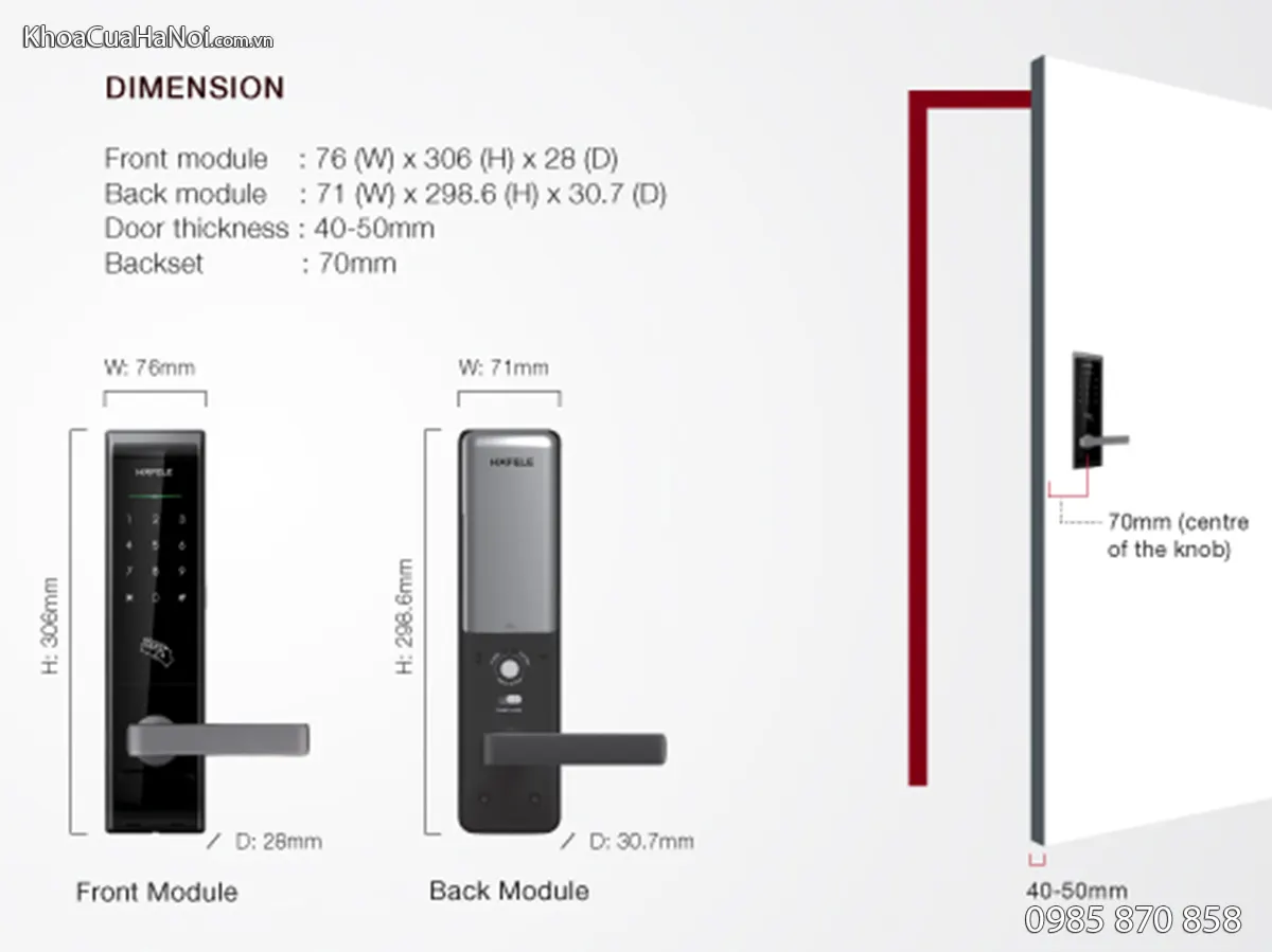 Khóa cửa vân tay Hafele EL8000-TC