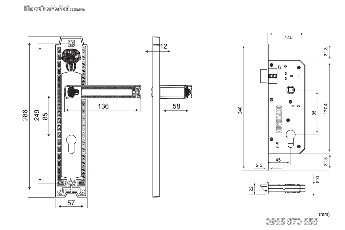 bản vẽ khóa hcp 8528