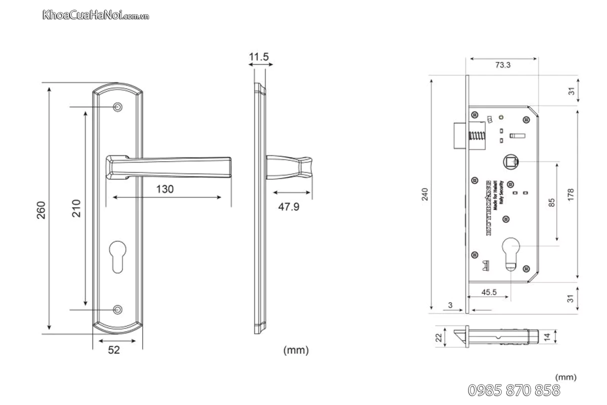 bản vẽ khóa hcp 8568