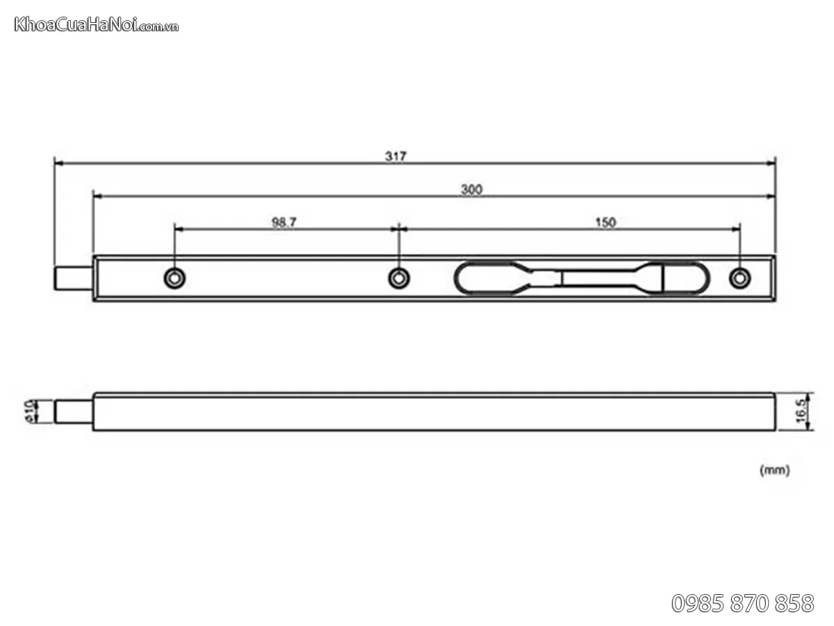 Chốt âm inox 304 dài 30cm CCASS304-300