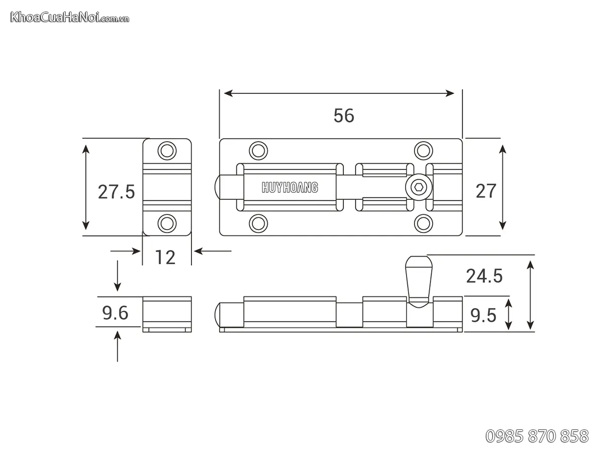 Chốt cửa màu vàng huy hoàng dài 5cm CC03-ZVA