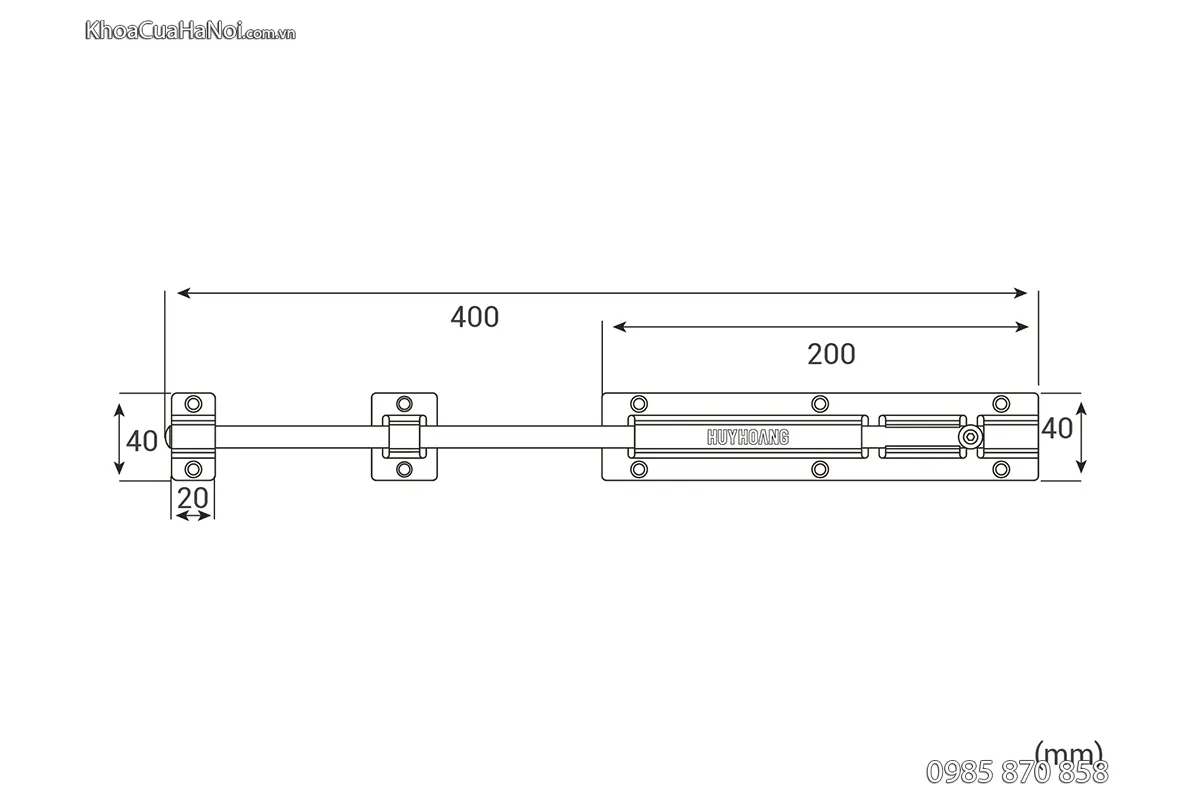 Chốt cửa sơn đen huy hoàng 40cm CC04-SDE