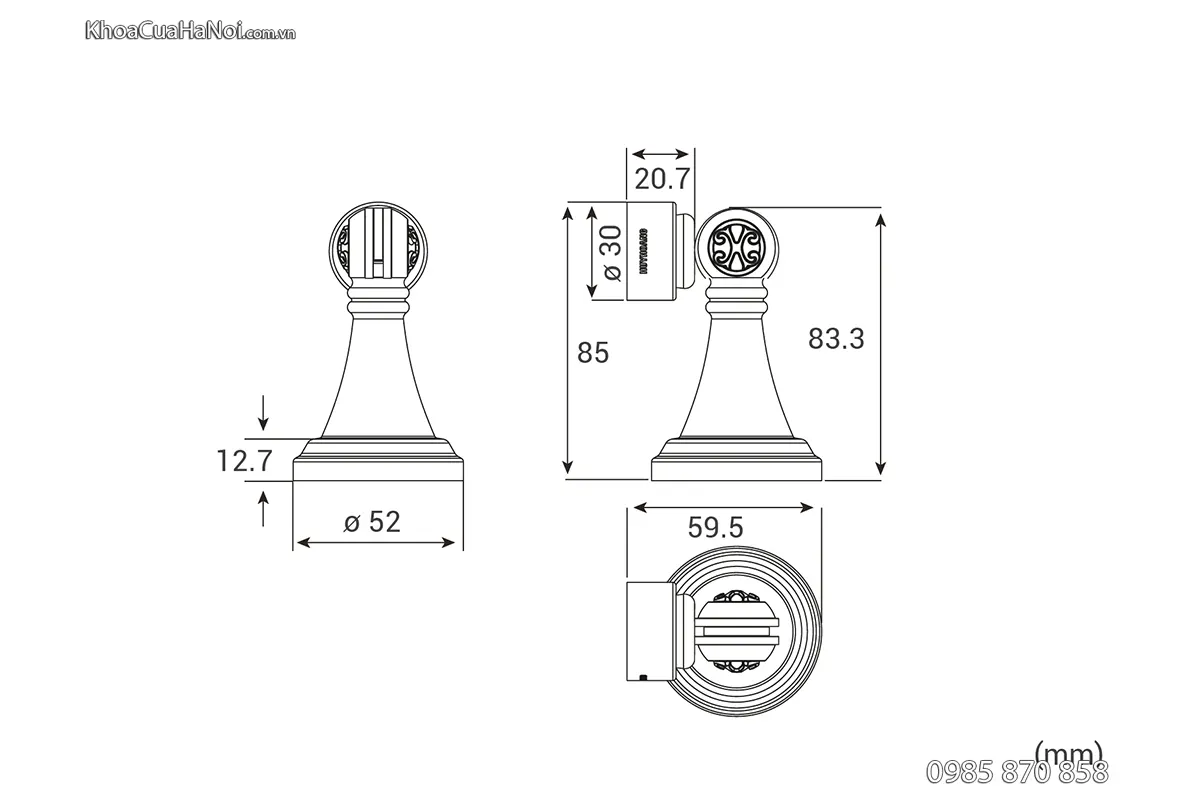 Hít cửa bằng đồng Huy Hoàng HC02