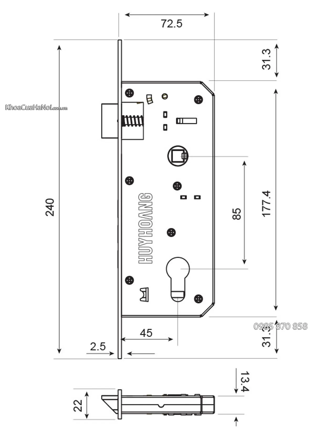 Khóa cửa đại sảnh Huy Hoàng HCX8561DS