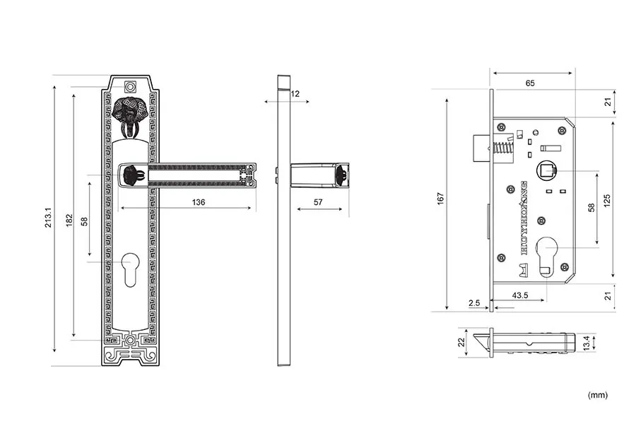 bản vẽ kỹ thuật khóa huy hoàng HCR5828