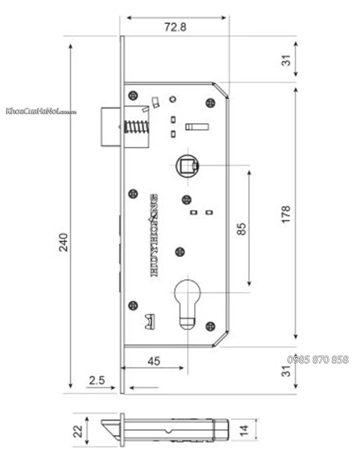 Khóa tay gạt cửa chính con voi HC8561D