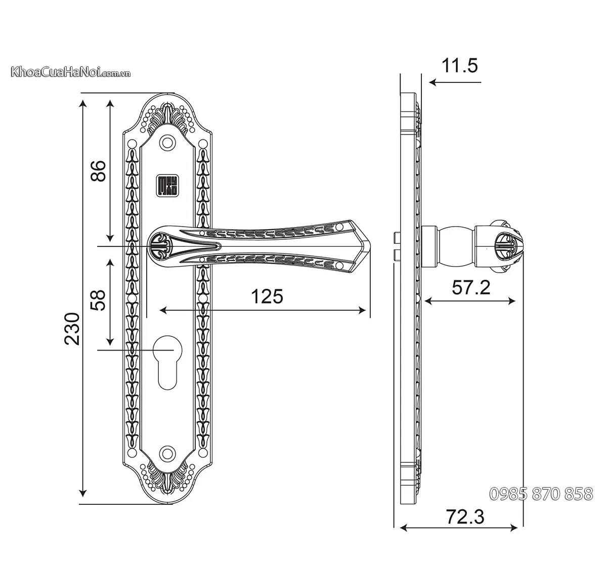 Khóa tay nắm thông phòng bằng đồng HCP5861