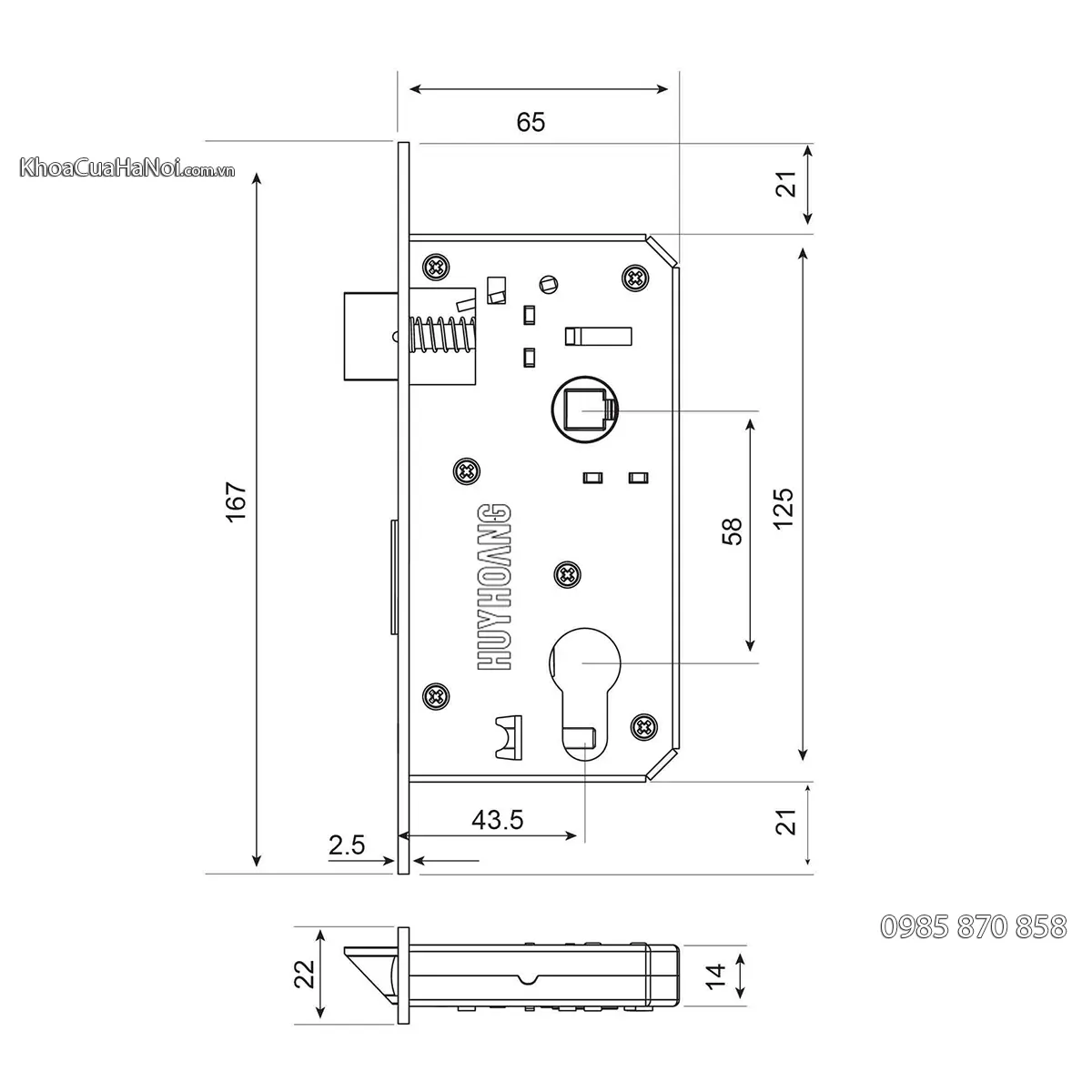 Khóa tay nắm thông phòng bằng đồng HCP5861