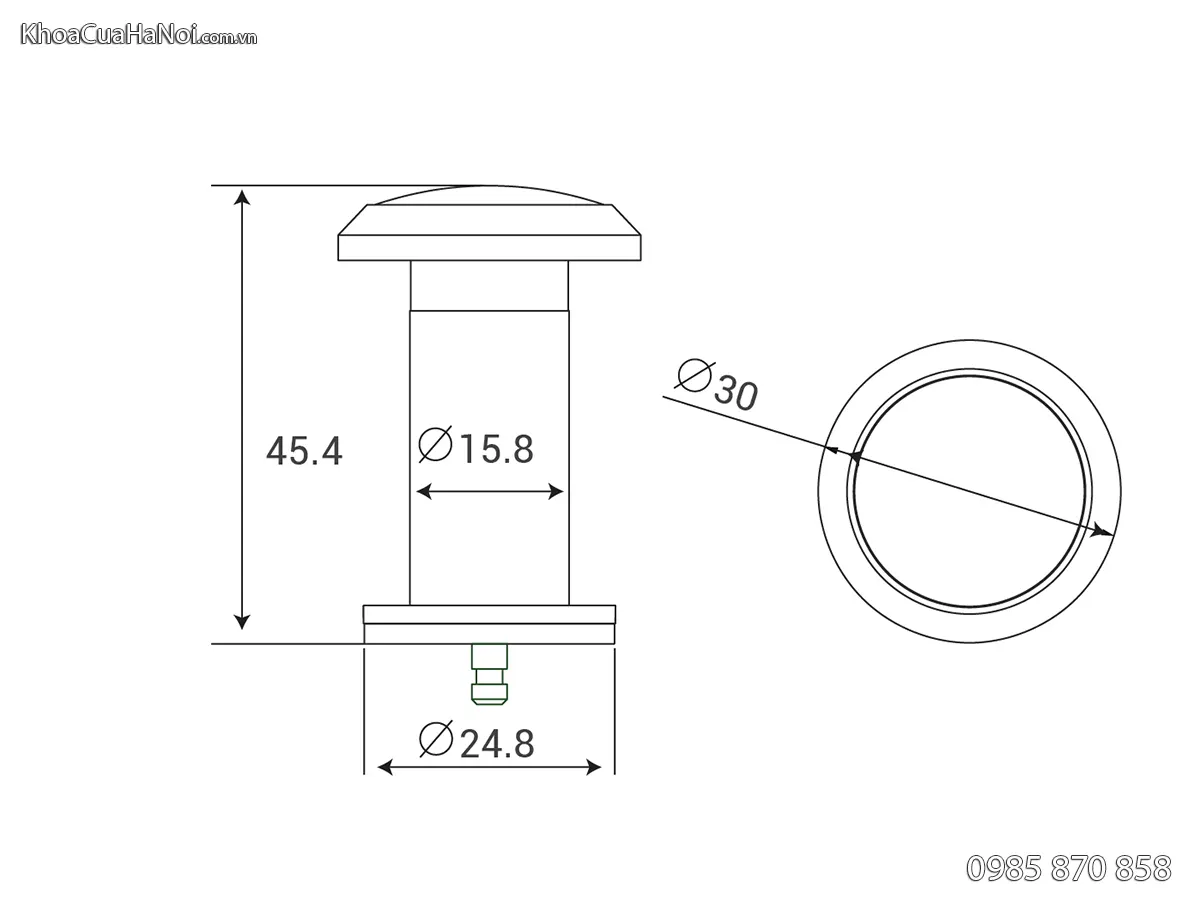 Mắt thần ống nhòm cửa bằng đồng Huy Hoàng MTHC