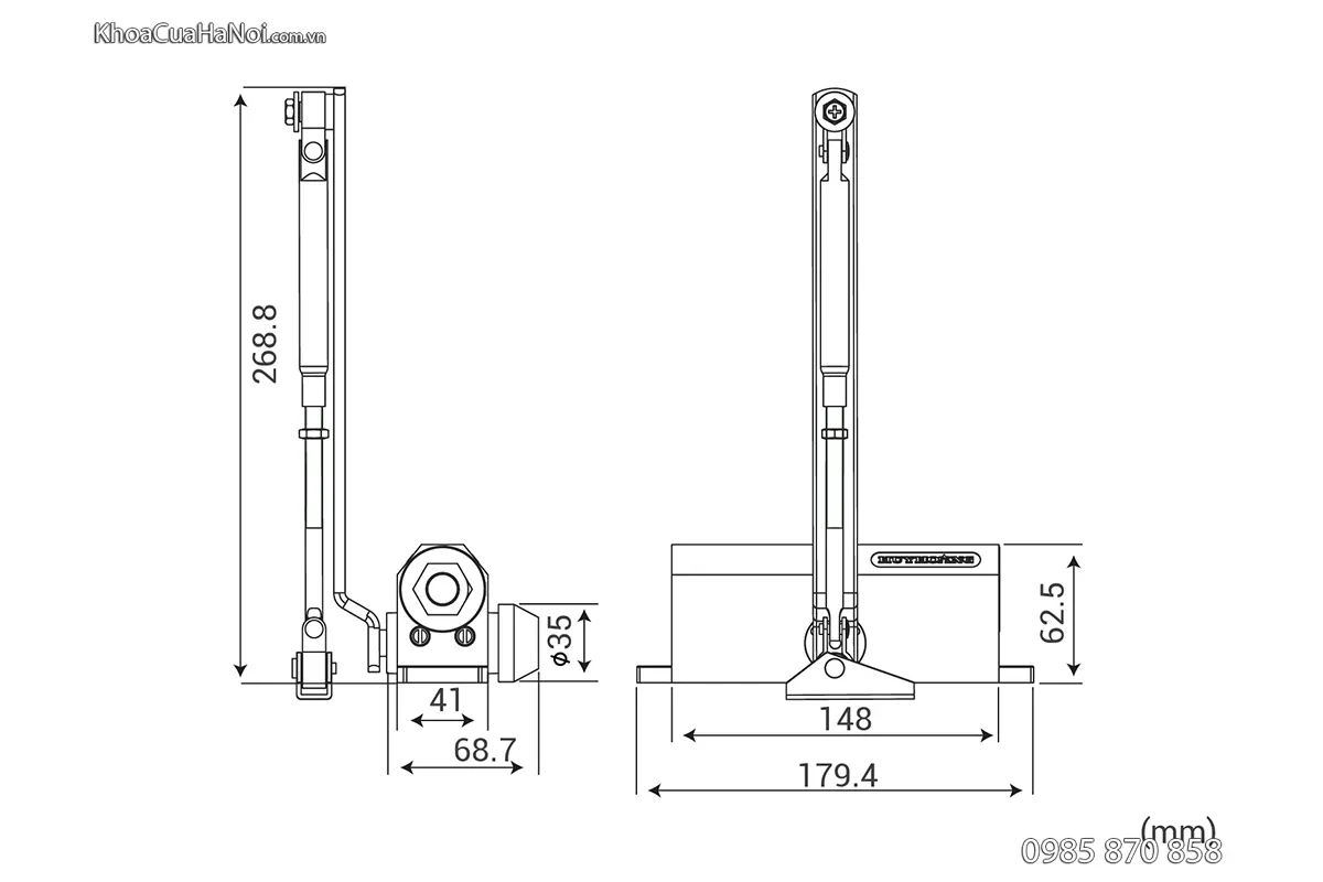 Tay co thủy lực Huy Hoàng TC01 góc mở 180 độ