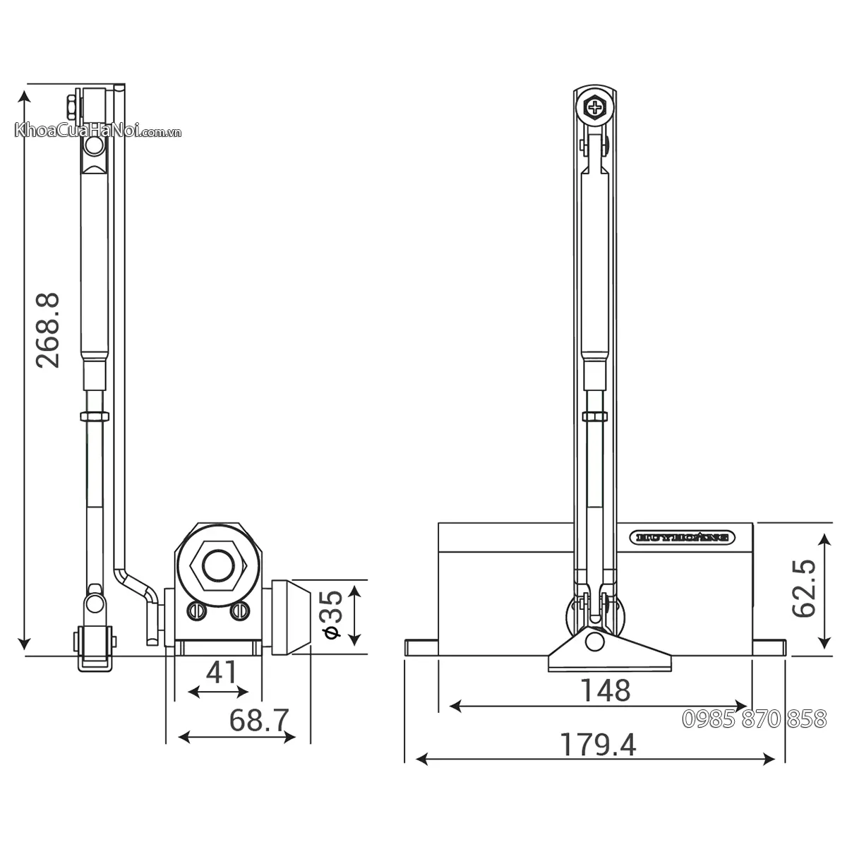 Tay co thủy lực Huy Hoàng TC01A tải trọng 45kg đến 70kg