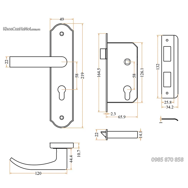 bản vẽ kỹ thuật khóa cửa gỗ thông phòng mc22