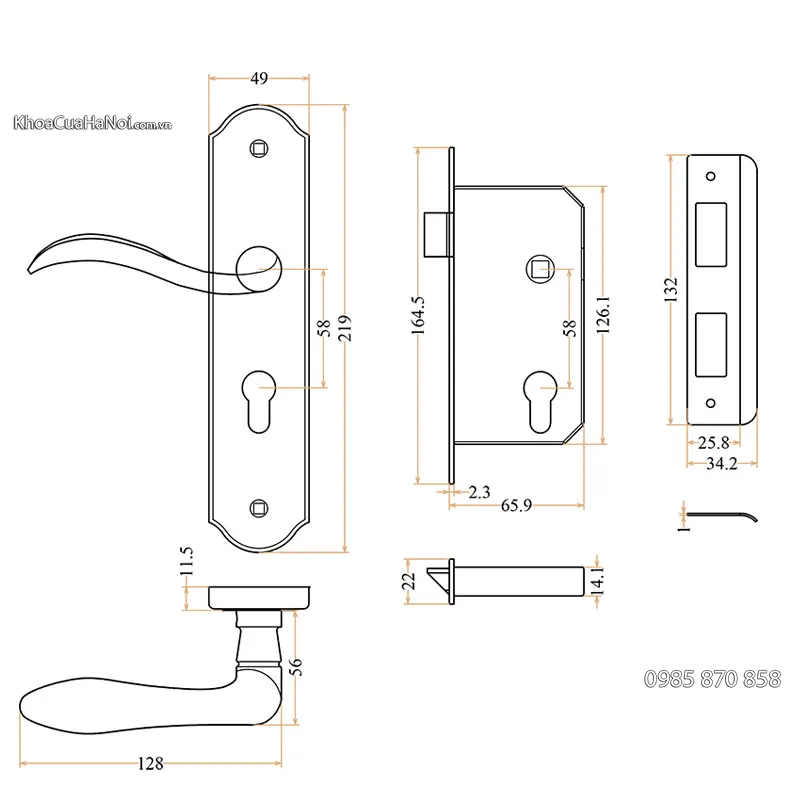 bản vẽ kỹ thuật khóa tay gạt mc24