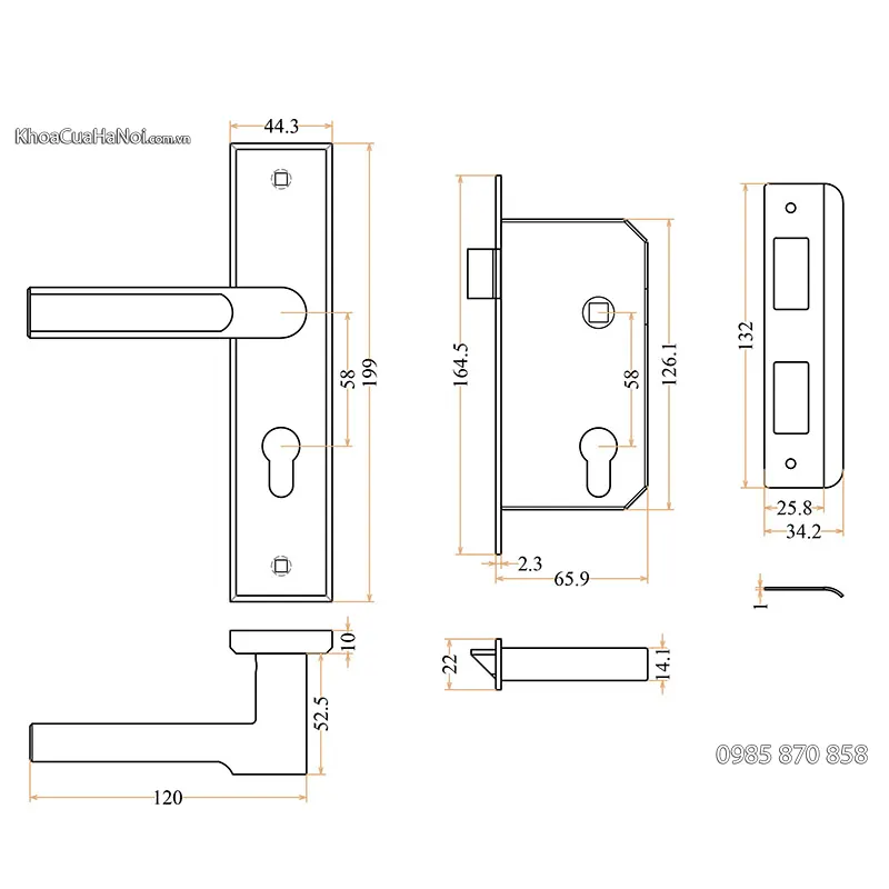 bản vẽ kỹ thuật khóa tay gạt mc31