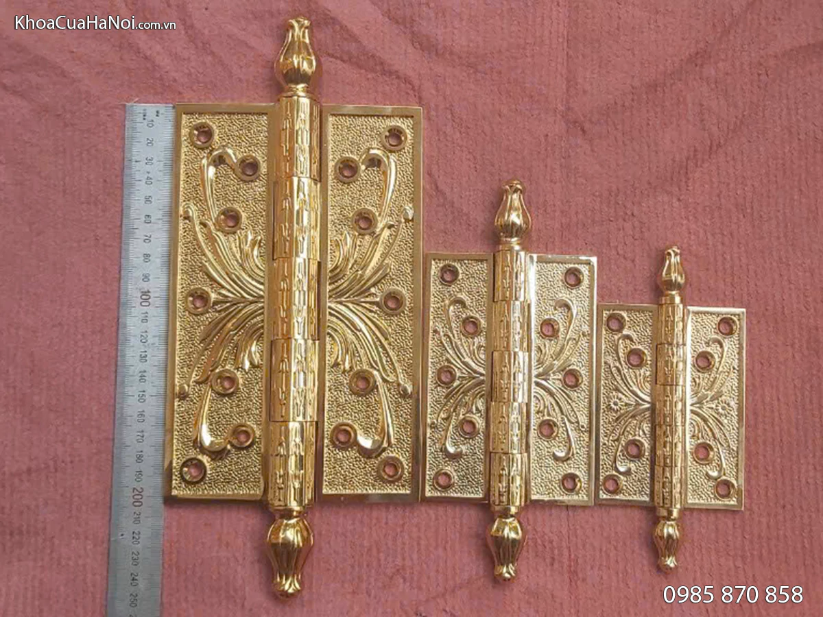 Bản lề lá đồng cánh bướm 10cm mạ vàng 24k