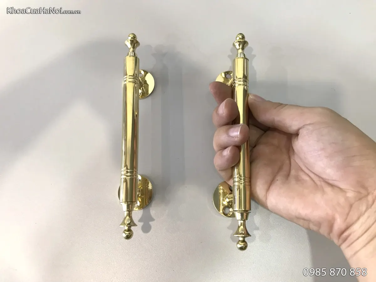 Tay nắm cửa sổ, cửa tủ bằng đồng trơn dài 17cm