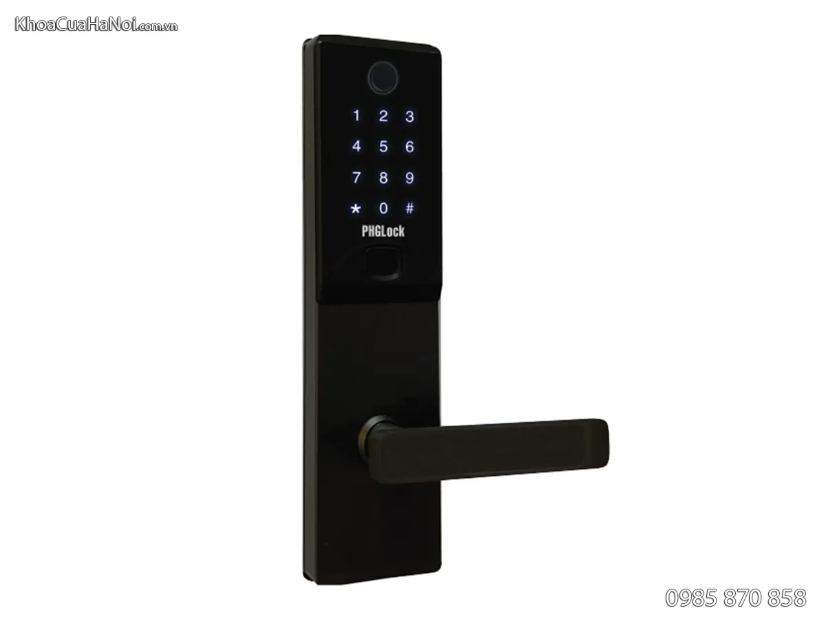 Khóa cửa vân tay màu đen và bạc Phglock FP7868