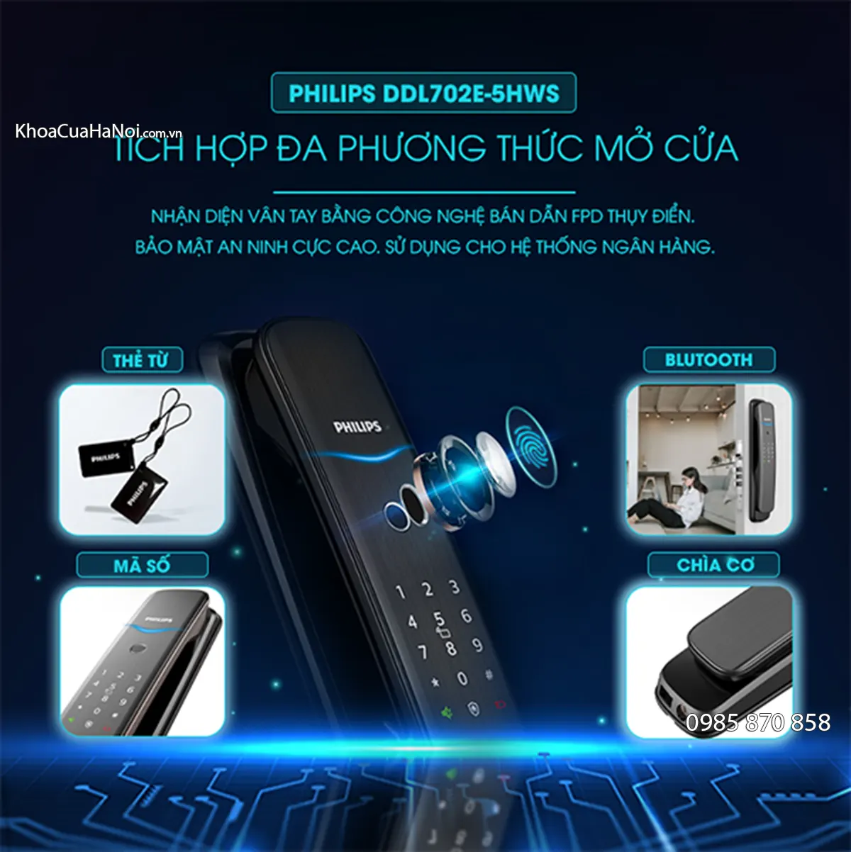 Khóa vân tay điện tử Philips DDL702-5HWS