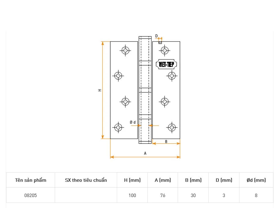 bản vẽ bản lề lá 08205