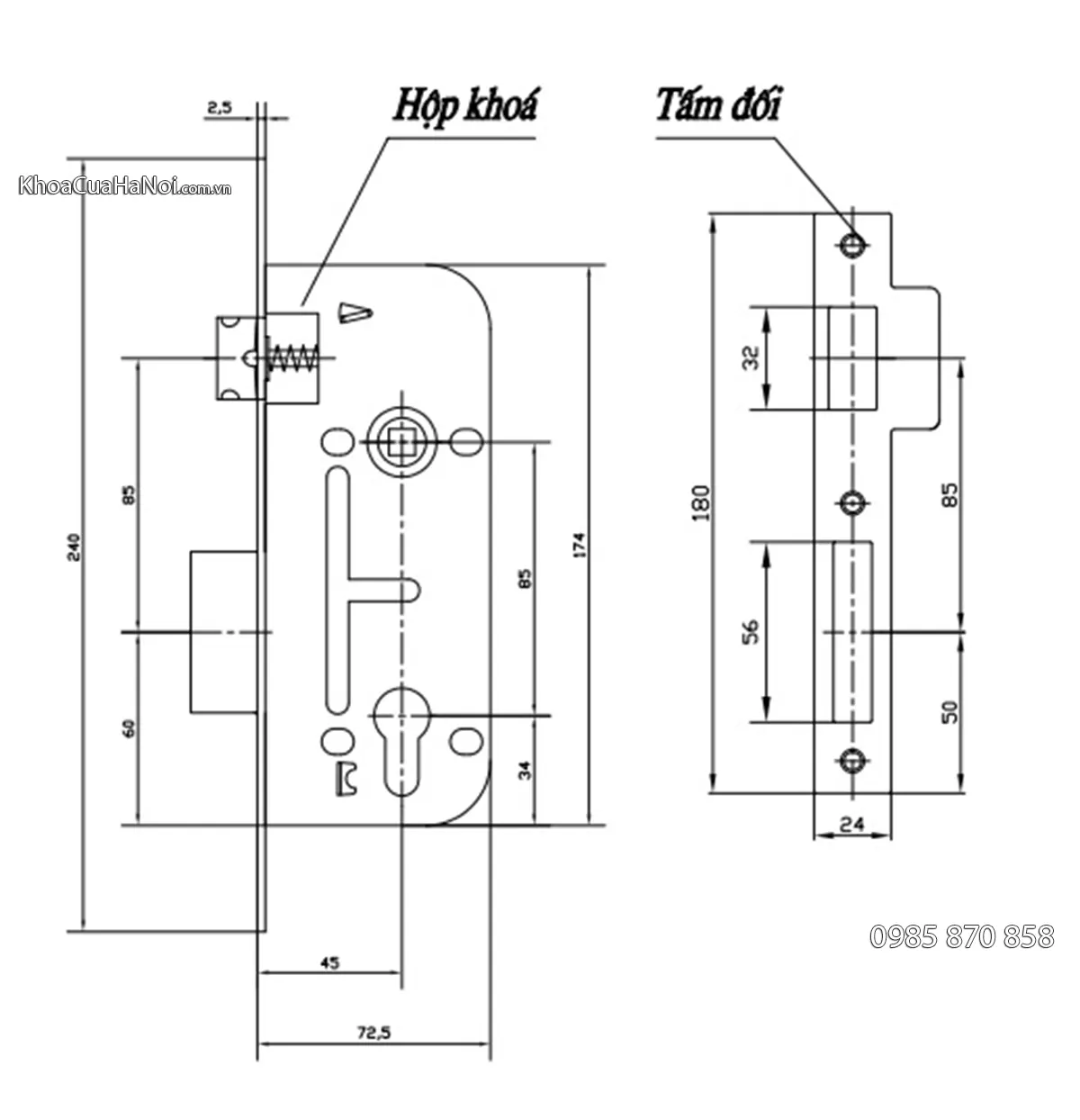 Khóa cửa chính hợp kim việt tiệp 04911