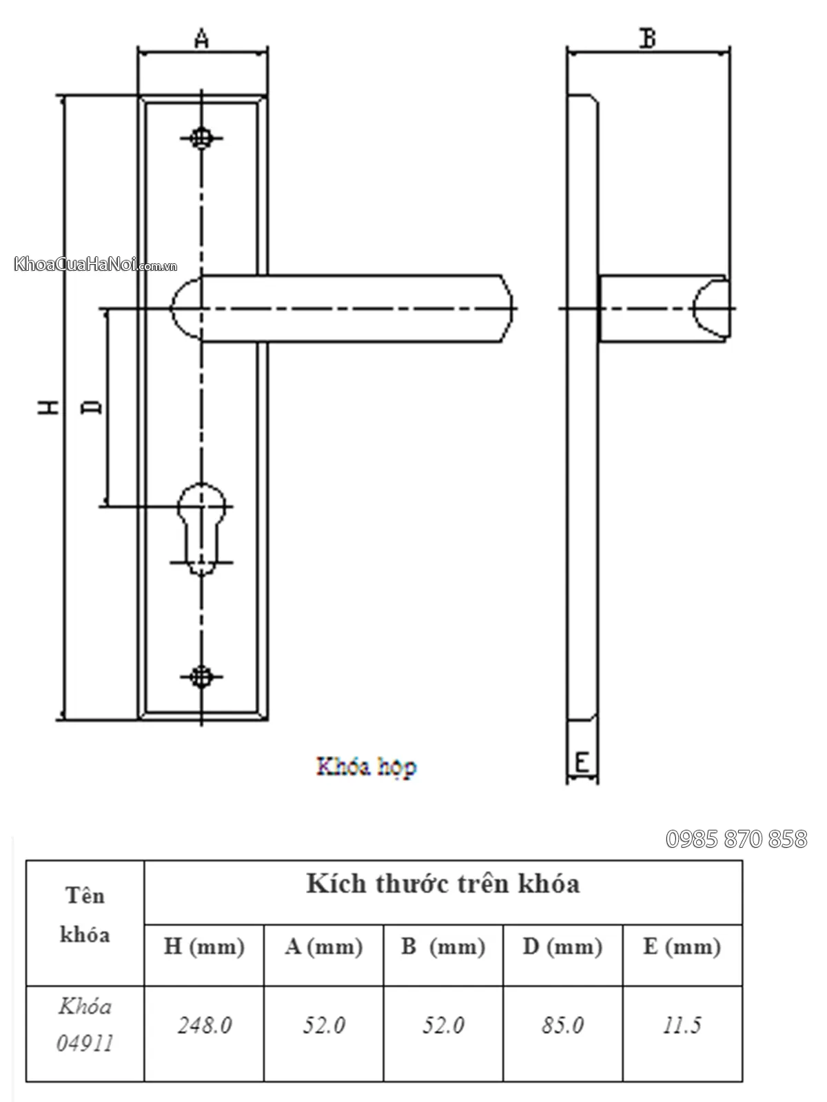 Khóa cửa chính hợp kim việt tiệp 04911