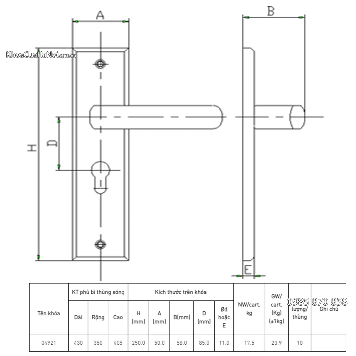 Khóa cửa chính hợp kim việt tiệp 04921