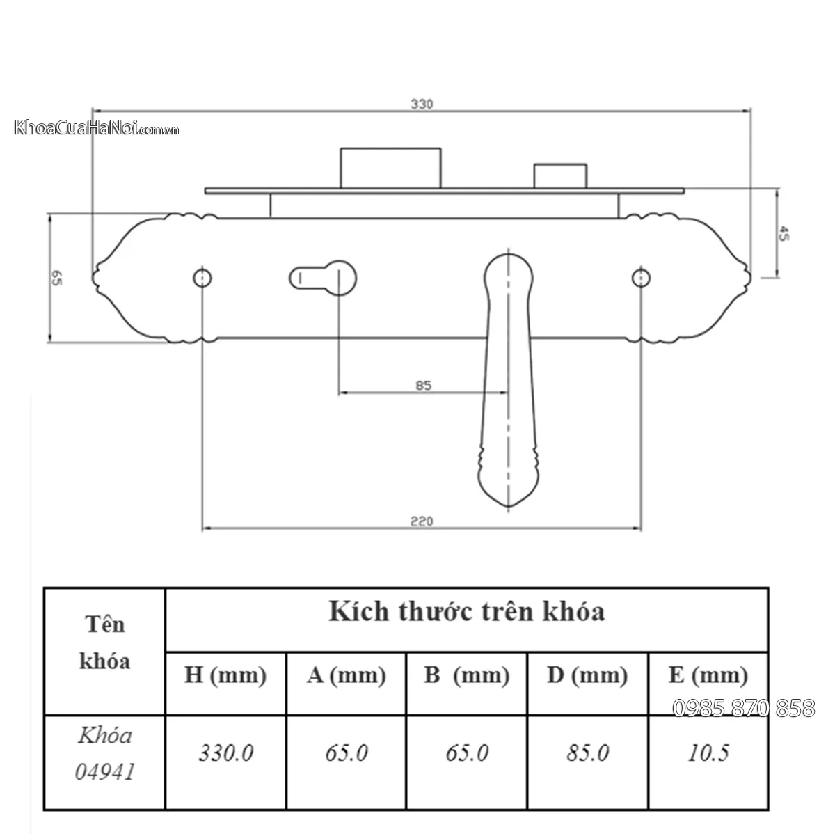 Khóa cửa đi hợp kim mẫu cổ điển việt tiệp 04941