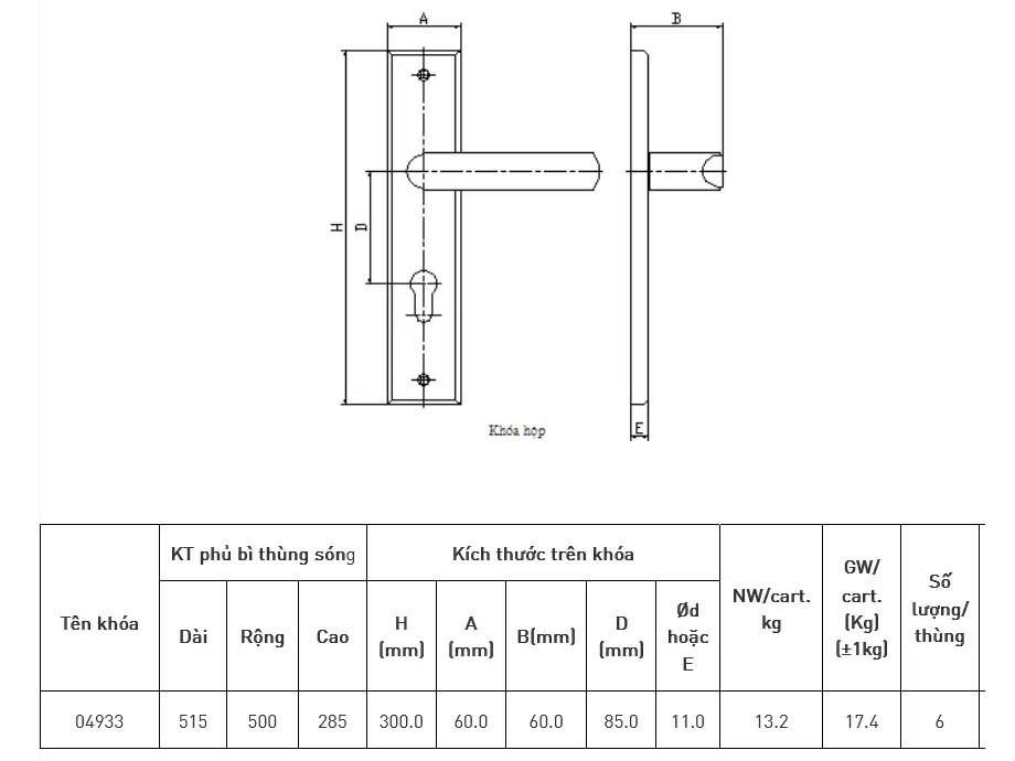 Bản vẽ kỹ thuật khóa việt tiệp 04933