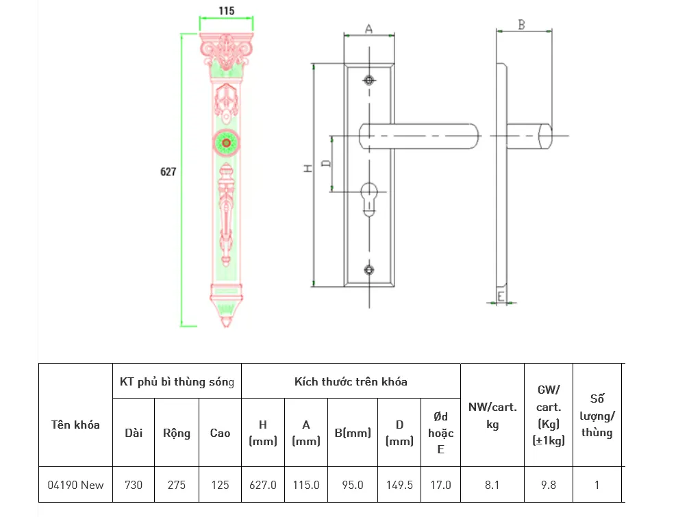 Bản vẽ kỹ thuật khóa việt tiệp 04190NEW