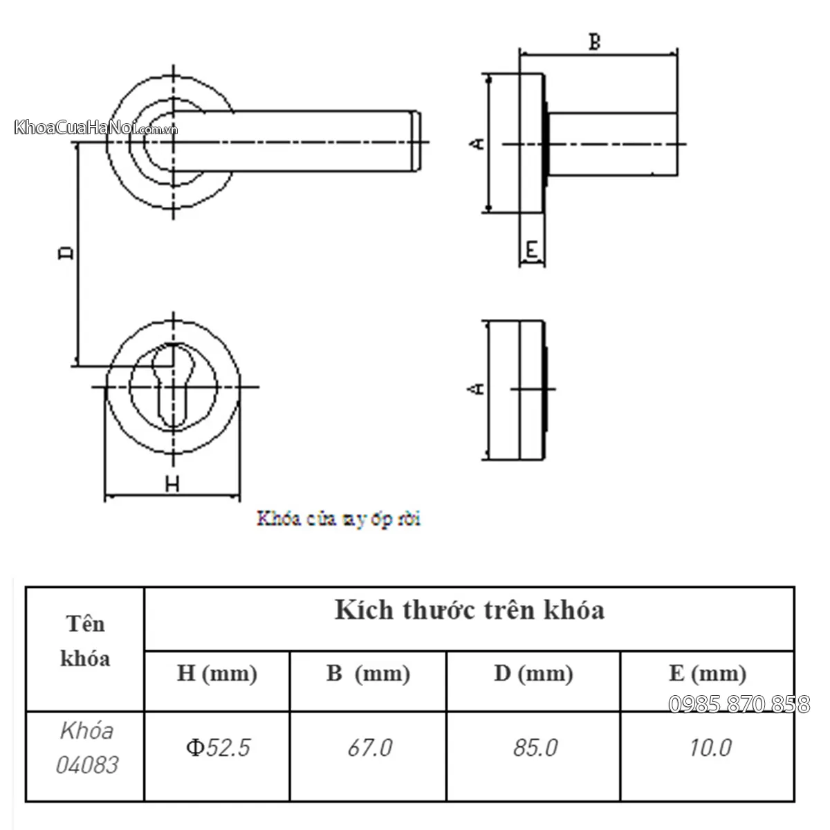 Khóa inox cửa chính phân thể 04083